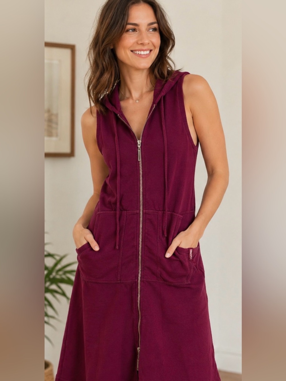 Hardtail Hooded Zip-Front Sweatshirt dress - Size Small NWOT